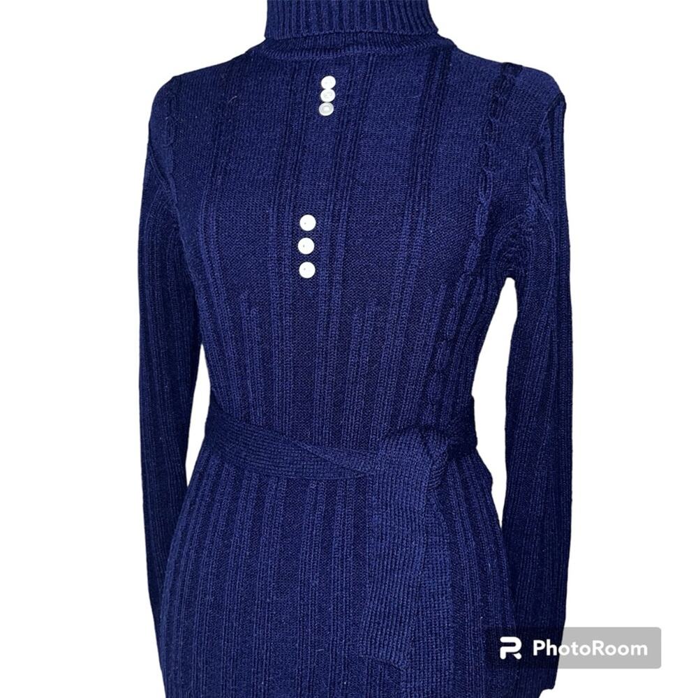 RARE VINTAGE HAND LOOMED HANDFUL FASHIONED SWEATER NAVY SZ M